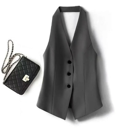 Vest Fashion Lady Vest Casual Sleeveless Streetwear Elegant Slim Fit Suit Waistcoat Trendy Solid Color Office Tank Top For Women