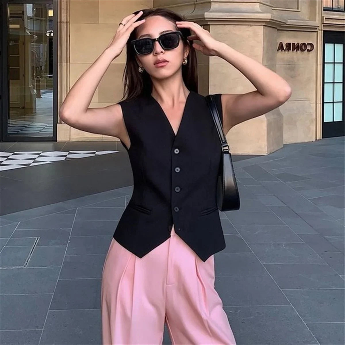 Elegant Women Blazer Vest Coat Fashion Stand Up Collar Long Sleeve Female Coats Spring Autumn Fashion Loose Office Lady Outwear
