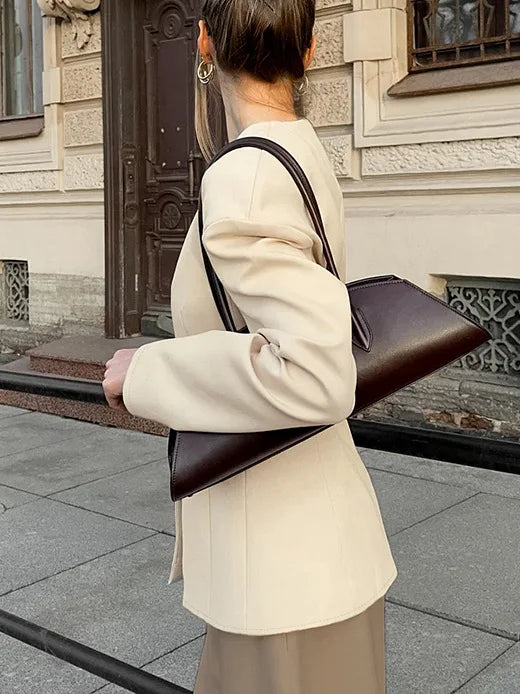 Women Blazer Jacket Fitted Long Sleeve Blazer Button Front V Neck Cream Business Casual Office Elegant Jacket