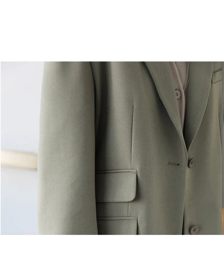 Women Office Lady Blazer Cuff Embroidery Wide Shoulder Twill Suit Women's Autumn Ladies Outerwear  Stylish Tops