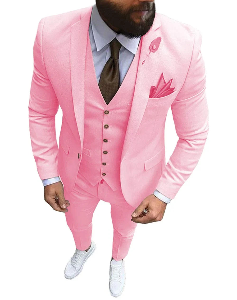 Men Suits Prom Tuxedo Slim Fit 3 Piece Groom Wedding Suits For Men Custom Blazer Terno Masuclino 3 Pieces (Jacket + Vest + Pant)