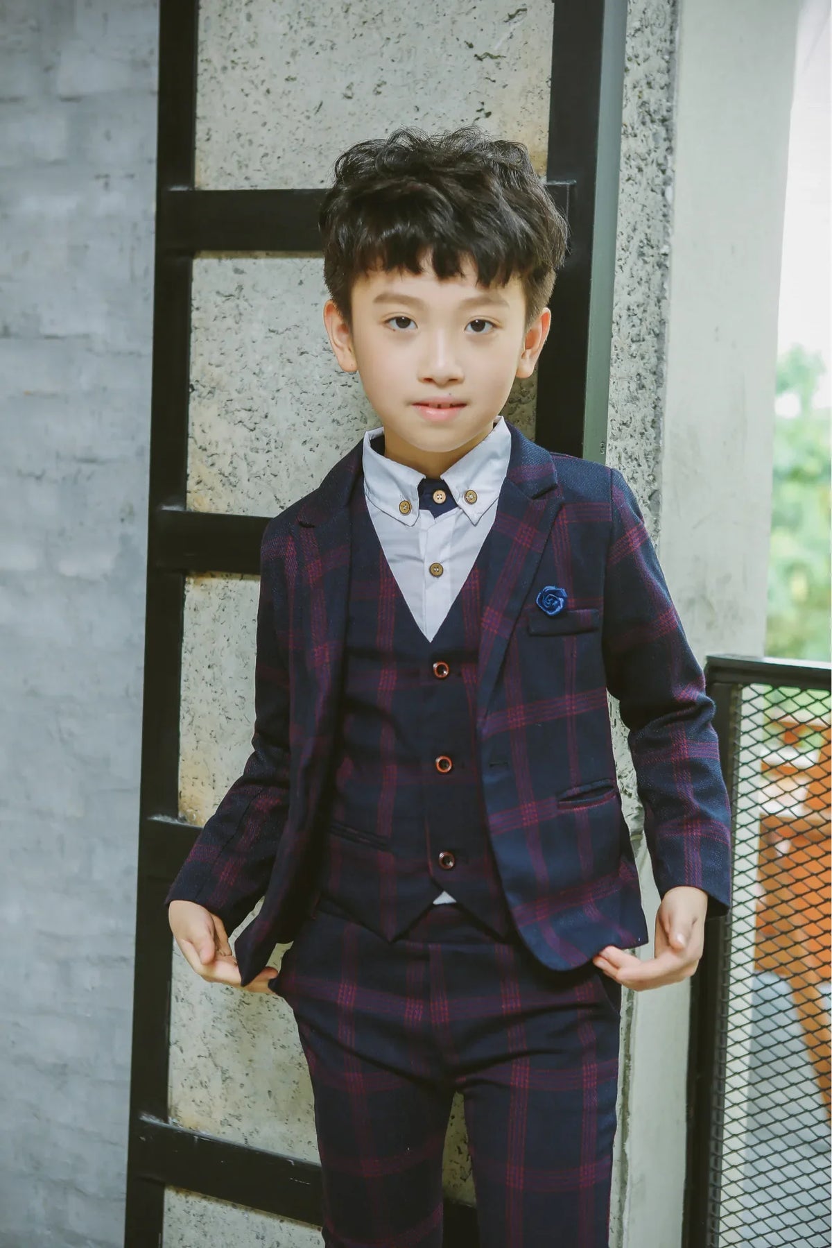 Flower Boys Formal Wedding Suit Kids Japan Style Jacket +Pants+Vest+BowTie 4Pcs Tuxedo Suit Kids Party Host Costume