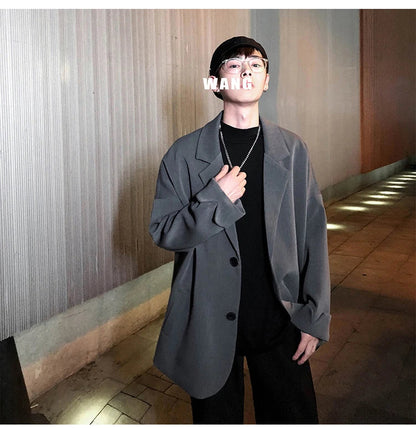 British-style Blazers Men Leisure Trendy Loose Suit Jackets Male Retro Daily Ins Streetwear All-match Simple Korean Suit-tops