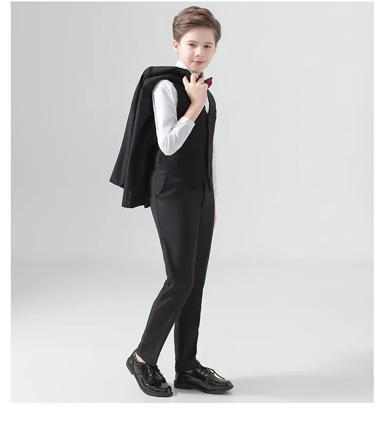 Flower Boys Suit for Weddings Kids Prom Party Tuxedo Formal Blazer Children's Day Pinao Performance Costume school uniform 2-16T