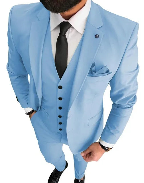 Men Suits Prom Tuxedo Slim Fit 3 Piece Groom Wedding Suits For Men Custom Blazer Terno Masuclino 3 Pieces (Jacket + Vest + Pant)