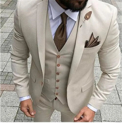 Men Suits Prom Tuxedo Slim Fit 3 Piece Groom Wedding Suits For Men Custom Blazer Terno Masuclino 3 Pieces (Jacket + Vest + Pant)
