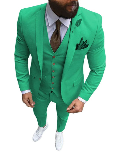 Men Suits Prom Tuxedo Slim Fit 3 Piece Groom Wedding Suits For Men Custom Blazer Terno Masuclino 3 Pieces (Jacket + Vest + Pant)