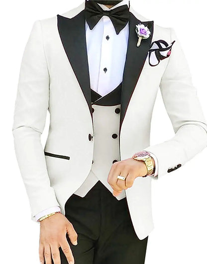 Tailor Made Slim Fit Groom Tuxedos Men Wedding Suits Terno Masculino (Jacket+Pant+Vest) Mens's 3 Pieces Suits For Men