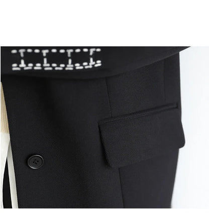 Women Office Lady Blazer Cuff Embroidery Wide Shoulder Twill Suit Women's Autumn Ladies Outerwear  Stylish Tops