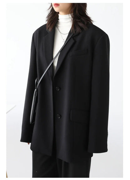 Women Office Lady Blazer Cuff Embroidery Wide Shoulder Twill Suit Women's Autumn Ladies Outerwear  Stylish Tops
