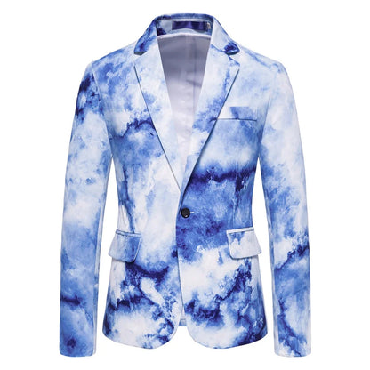 Mens Blazer Masculino Vinatge Gradient Tie Dye Printed Suit Jacket Coats Luxury Men Designer Clothes Party Dress Floral Blazers