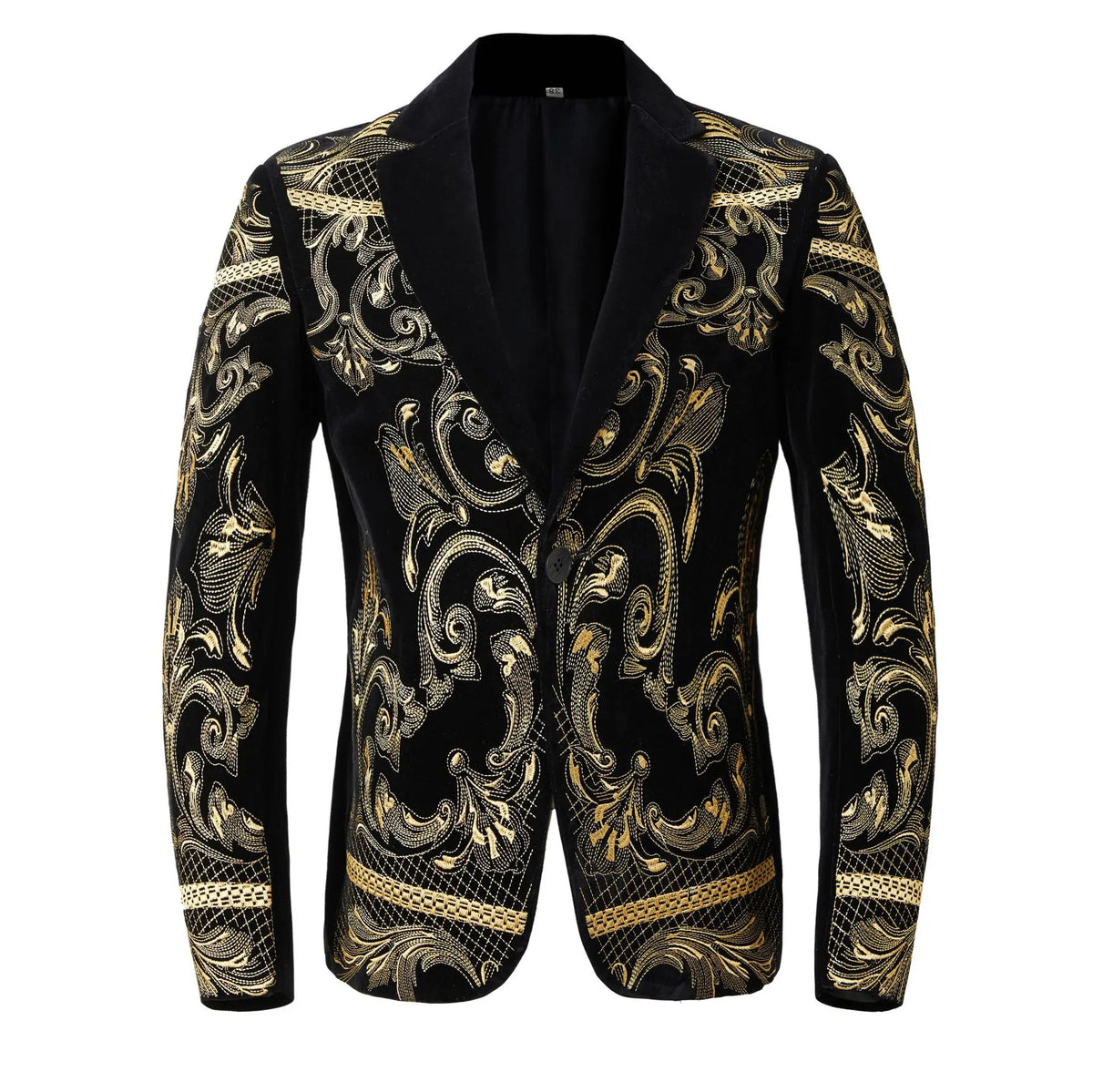 Men's Luxury Slim Black Velvet Embroidery Wedding Suit Jacket Fit Tuxedo Blazer Stylish Groom Banquet Singer Host Stage Clothing