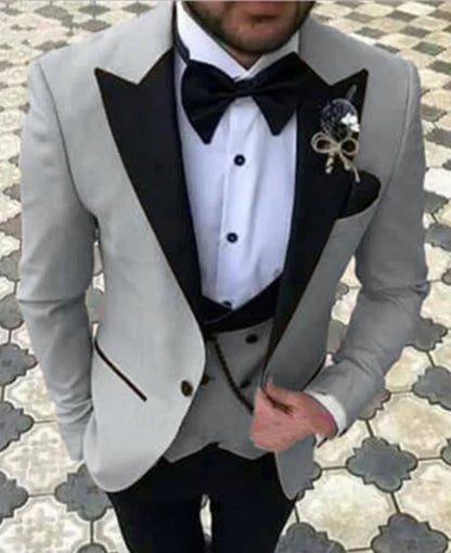Tailor Made Slim Fit Groom Tuxedos Men Wedding Suits Terno Masculino (Jacket+Pant+Vest) Mens's 3 Pieces Suits For Men