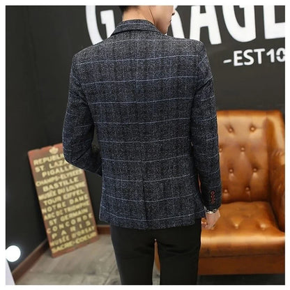 Men's Slim Fit Suit Jacket – Single Breasted Blazer for Men – Navy Blue, Khaki, Grey – Casual Business