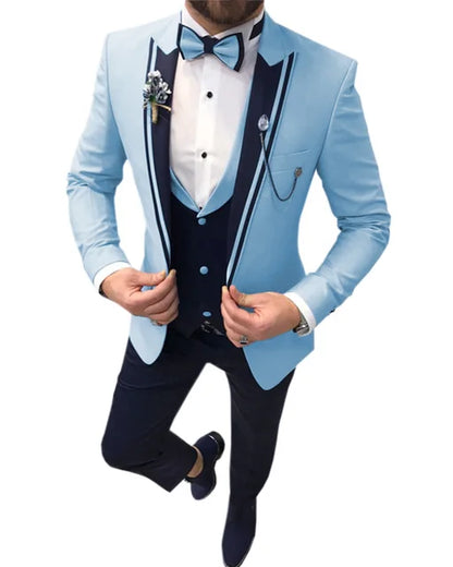 Wedding Groom Men Suits Slim Fit Costume Homme Men Suit 3 Pcs Jacket+Pant+Vest Terno Masculino Tuxedo Prom Blazer For Man