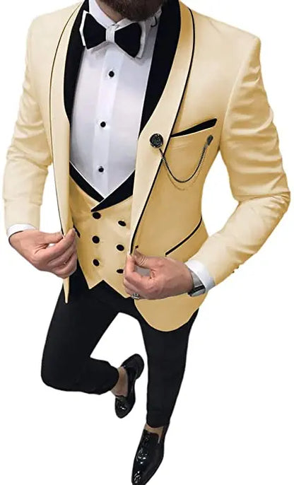 Costume Homme 3 Pieces Slim Fit Wedding Men Suit Tuxedos Groom Wear Prom Blazer Terno Masculino Jacket+Pant+Vest