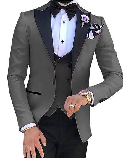 Tailor Made Slim Fit Groom Tuxedos Men Wedding Suits Terno Masculino (Jacket+Pant+Vest) Mens's 3 Pieces Suits For Men