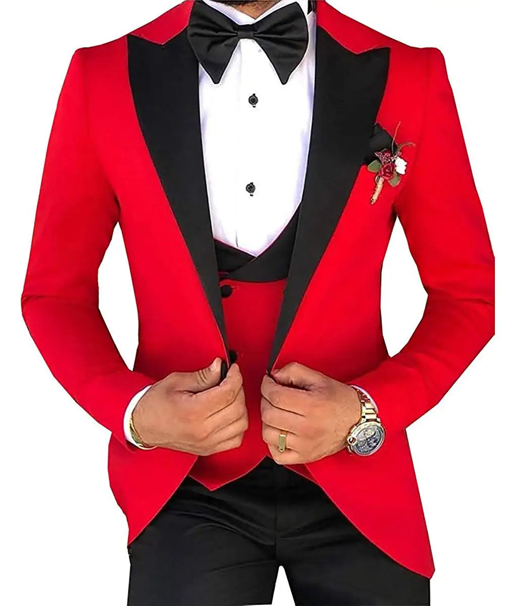 Tailor Made Slim Fit Groom Tuxedos Men Wedding Suits Terno Masculino (Jacket+Pant+Vest) Mens's 3 Pieces Suits For Men