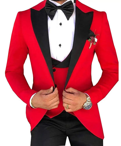 Tailor Made Slim Fit Groom Tuxedos Men Wedding Suits Terno Masculino (Jacket+Pant+Vest) Mens's 3 Pieces Suits For Men