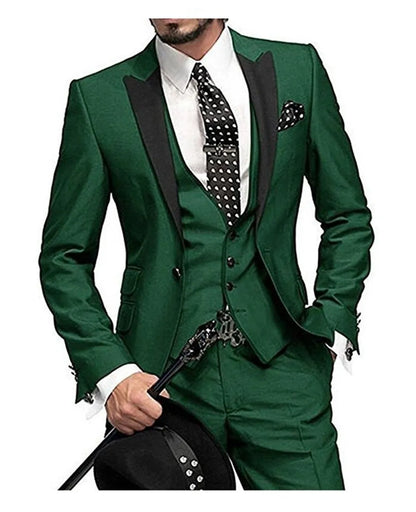 Men wedding Suits Slim Fit Business Suit Groom Champagne black Tuxedos for Formal Wedding suit (Blazer+Pants+Vest)