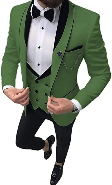 Costume Homme 3 Pieces Slim Fit Wedding Men Suit Tuxedos Groom Wear Prom Blazer Terno Masculino Jacket+Pant+Vest