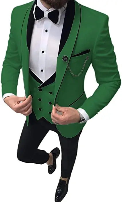 Costume Homme 3 Pieces Slim Fit Wedding Men Suit Tuxedos Groom Wear Prom Blazer Terno Masculino Jacket+Pant+Vest