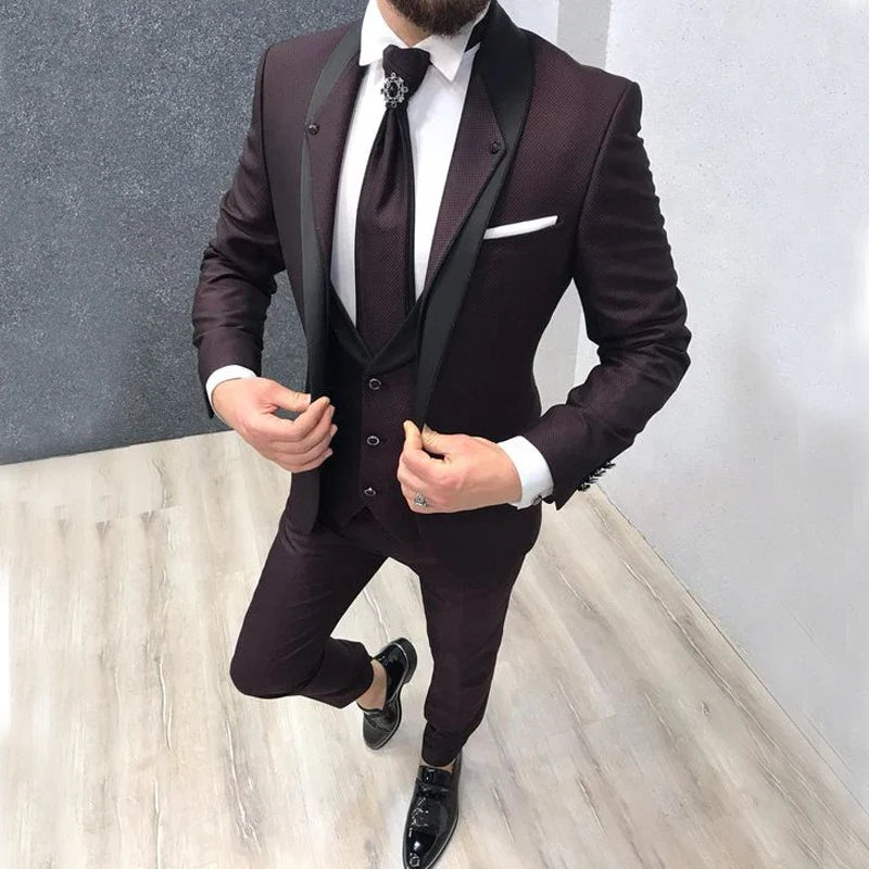 Men Suits Custom Navy Blue Slim Fit Wedding Costume Suit For Men Groom Suit Tuxedos 3 Pieces Groomsmen Party Suit Wedding
