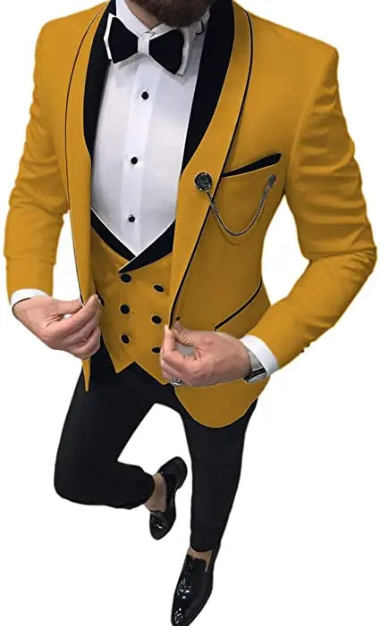 Costume Homme 3 Pieces Slim Fit Wedding Men Suit Tuxedos Groom Wear Prom Blazer Terno Masculino Jacket+Pant+Vest
