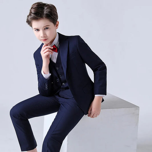 Flower Boys Wedding Suit Kids Prom Party Tuxedo Formal Blazer Children's Day Pinao Performance Costume school uniform 2-16T