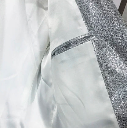 Bar Nightclub Shinny Silver Blue Green Blazer For Male Singer Host Stage Performance Costume Thin Style Slim One Button Coat