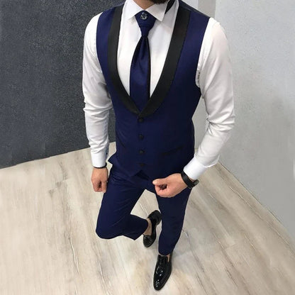 Men Suits Custom Navy Blue Slim Fit Wedding Costume Suit For Men Groom Suit Tuxedos 3 Pieces Groomsmen Party Suit Wedding