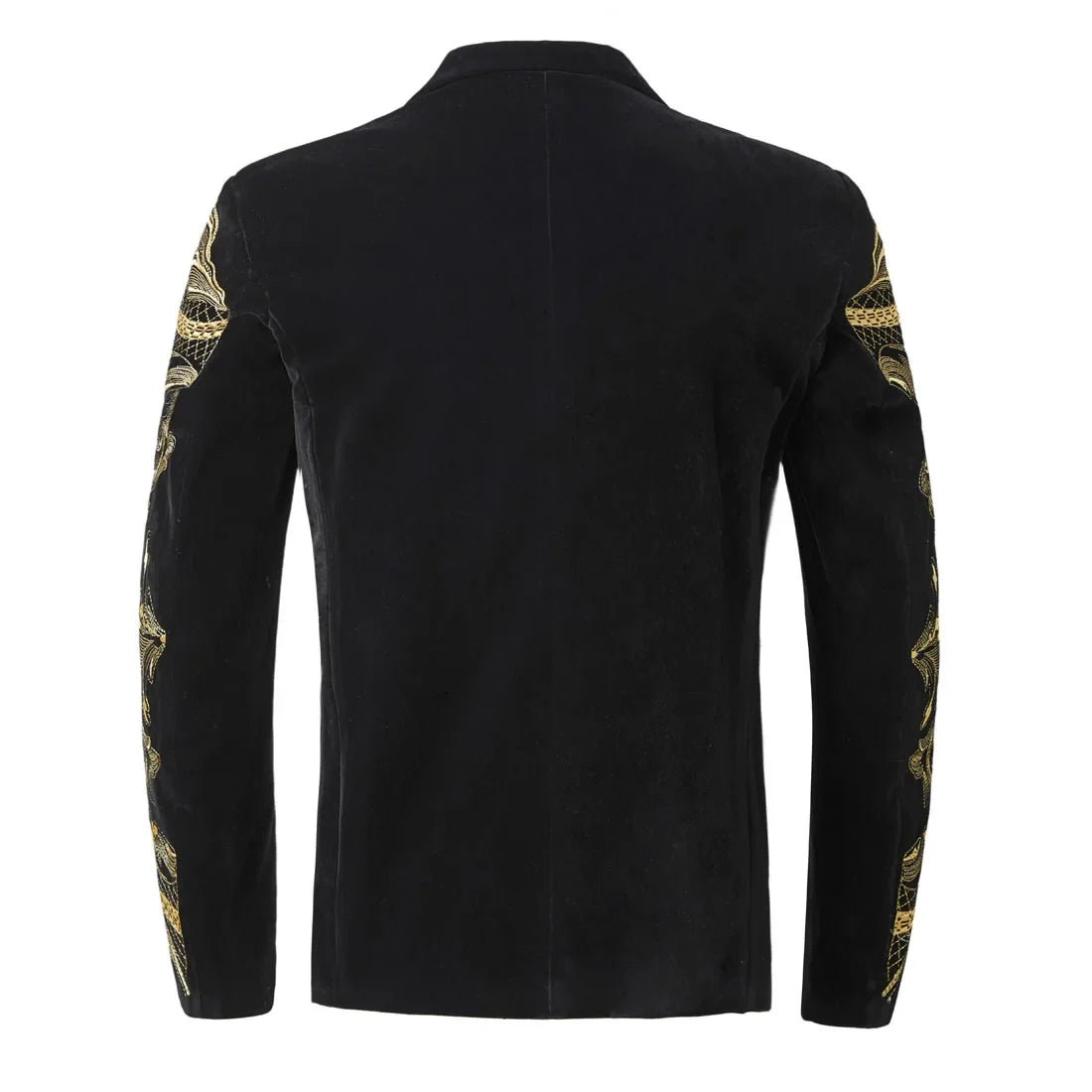 Men's Luxury Slim Black Velvet Embroidery Wedding Suit Jacket Fit Tuxedo Blazer Stylish Groom Banquet Singer Host Stage Clothing