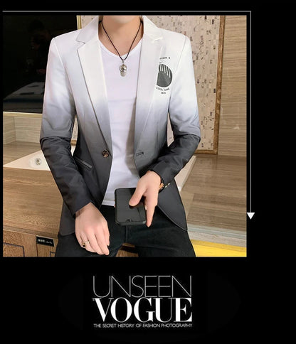 Men's Suit Jacket Gradient Blazer Male Gothic Coat New Masculino Korean Slim Casual Men's Dress Jacket Coat Luxury Suit for Men