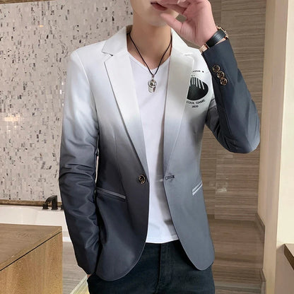 Men's Suit Jacket Gradient Blazer Male Gothic Coat New Masculino Korean Slim Casual Men's Dress Jacket Coat Luxury Suit for Men