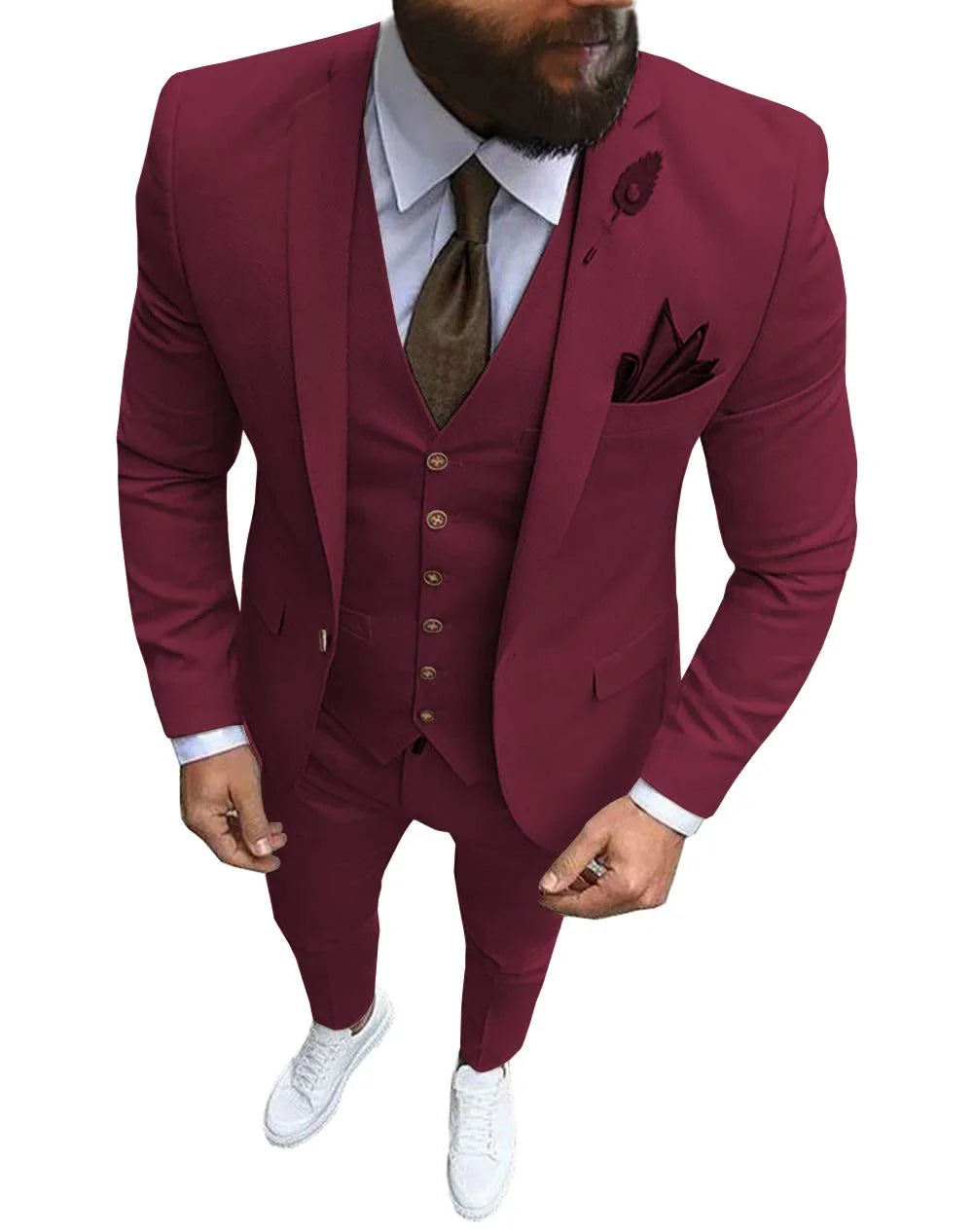 Men Suits Prom Tuxedo Slim Fit 3 Piece Groom Wedding Suits For Men Custom Blazer Terno Masuclino 3 Pieces (Jacket + Vest + Pant)