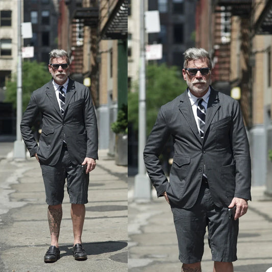 Costume Homme Men Suits Tailor-Made 2 Pieces Coat Short Pants Formal Business Prom Causal Tailored Jacket Coat And Pants