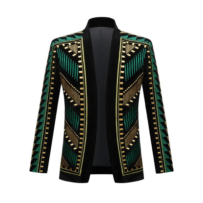 Men's Customized Velvet Embroidered Suit Jacket Wedding Banquet Nightclub Male Singer Concert Performance Stylish Blazer Tuxedo
