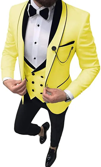 Costume Homme 3 Pieces Slim Fit Wedding Men Suit Tuxedos Groom Wear Prom Blazer Terno Masculino Jacket+Pant+Vest
