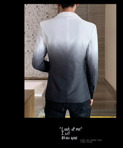 Men's Suit Jacket Gradient Blazer Male Gothic Coat New Masculino Korean Slim Casual Men's Dress Jacket Coat Luxury Suit for Men