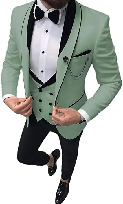 Costume Homme 3 Pieces Slim Fit Wedding Men Suit Tuxedos Groom Wear Prom Blazer Terno Masculino Jacket+Pant+Vest