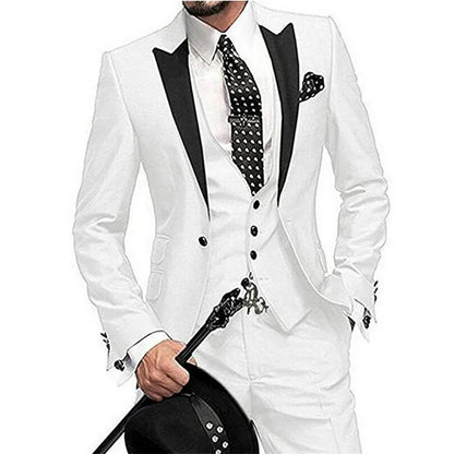 Men wedding Suits Slim Fit Business Suit Groom Champagne black Tuxedos for Formal Wedding suit (Blazer+Pants+Vest)