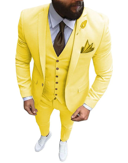 Men Suits Prom Tuxedo Slim Fit 3 Piece Groom Wedding Suits For Men Custom Blazer Terno Masuclino 3 Pieces (Jacket + Vest + Pant)