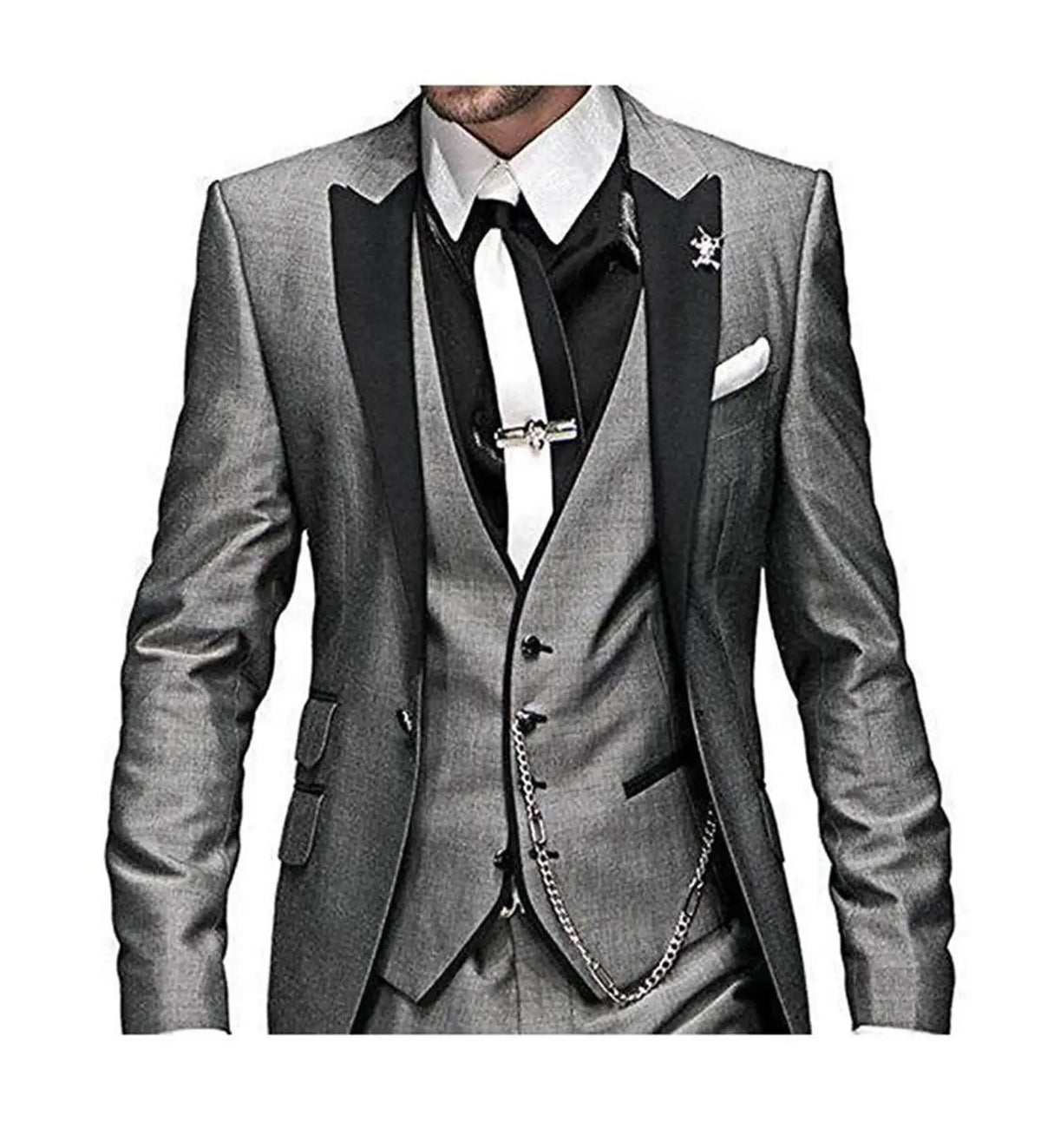 Men wedding Suits Slim Fit Business Suit Groom Champagne black Tuxedos for Formal Wedding suit (Blazer+Pants+Vest)