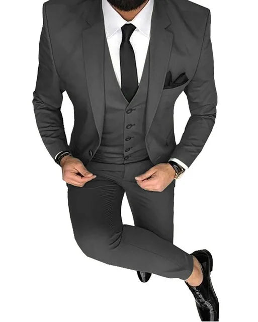 Men Suits Prom Tuxedo Slim Fit 3 Piece Groom Wedding Suits For Men Custom Blazer Terno Masuclino 3 Pieces (Jacket + Vest + Pant)