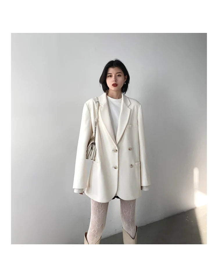 2026 Fashion Women's Blazer Office Lady Long Sleeve Double-breasted Mid-length Casual Coat Ladies Outerwear Stylish Top
