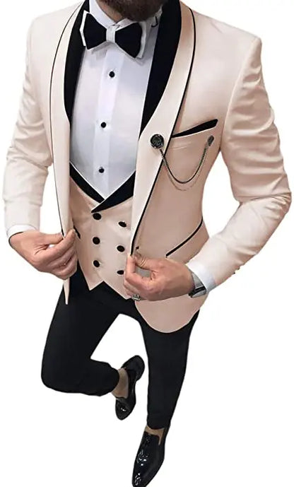 Costume Homme 3 Pieces Slim Fit Wedding Men Suit Tuxedos Groom Wear Prom Blazer Terno Masculino Jacket+Pant+Vest