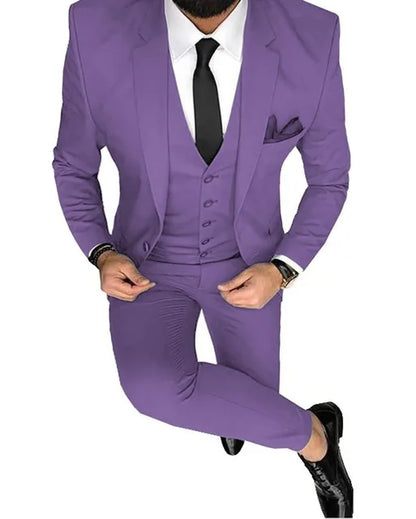 Men Suits Prom Tuxedo Slim Fit 3 Piece Groom Wedding Suits For Men Custom Blazer Terno Masuclino 3 Pieces (Jacket + Vest + Pant)