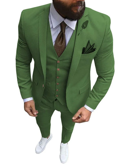 Men's Suits Prom Tuxedo Slim Fit 3 Piece Groom Wedding Suit For Men Custom Blazer Terno Masuclino 3 Pieces (jacket+vest+pant)