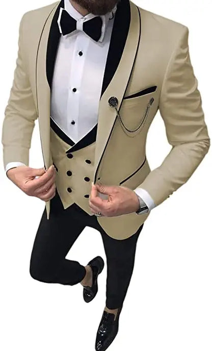 Costume Homme 3 Pieces Slim Fit Wedding Men Suit Tuxedos Groom Wear Prom Blazer Terno Masculino Jacket+Pant+Vest
