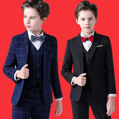 Flower Boys Formal Wedding Suit Kids Prom Party Tuxedo Blazer Children's Day Pinao Performance Costume school uniform 2-14T